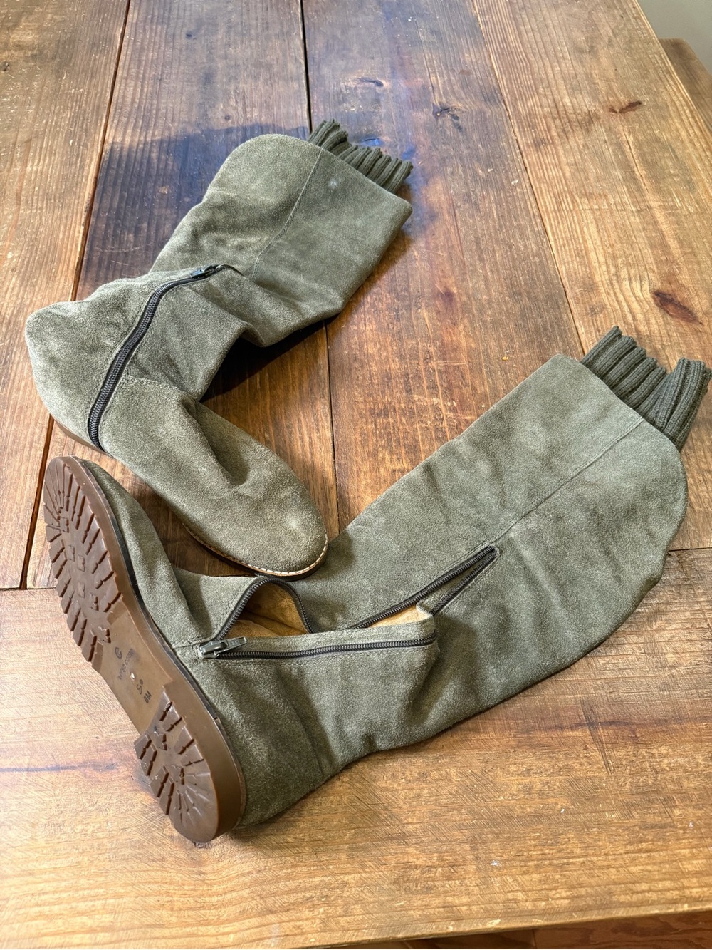 Corso Como Olive Green Suede Over-the-Knee Boots